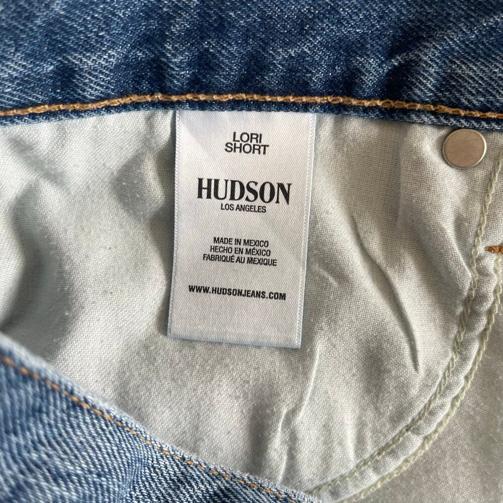 Hudson Lori Short Cutoff Denim High Rise Button Fly Medium Wash - Size 32 - Picture 5 of 6